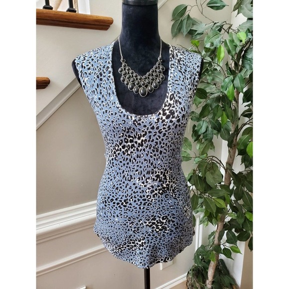 Willi Smith Women's Blue Rayon Scoop Neck Sleeveless Casual Top Blouse Size XL - Picture 1 of 11